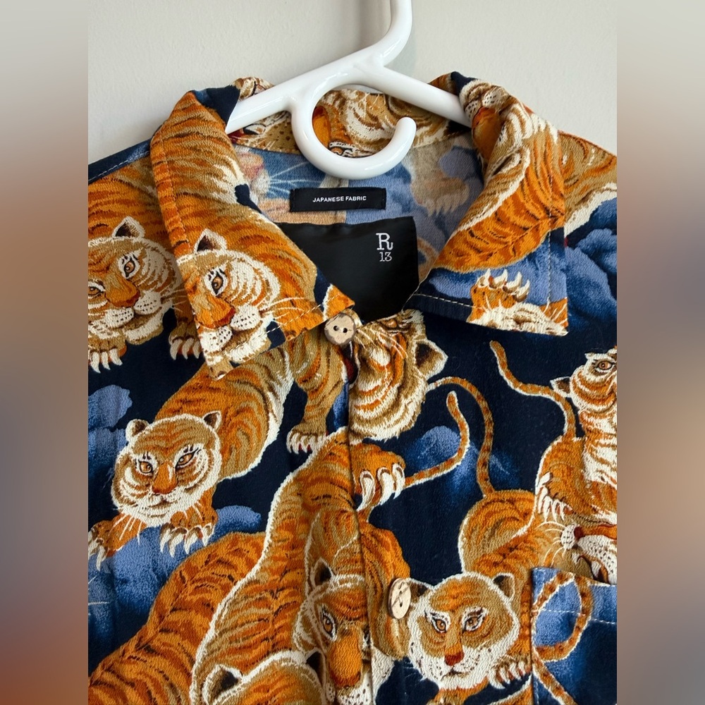 R13 Hawaiian Print Romper in Orange Tiger - Picture 7 of 16
